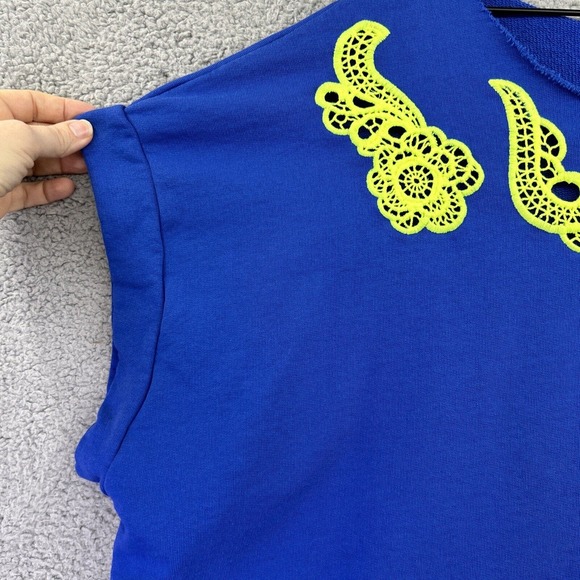 GAELLE BONHEUR PARIS Sweatshirt Womens OS Blue Oversized Slouchy Pullover - Picture 4 of 12